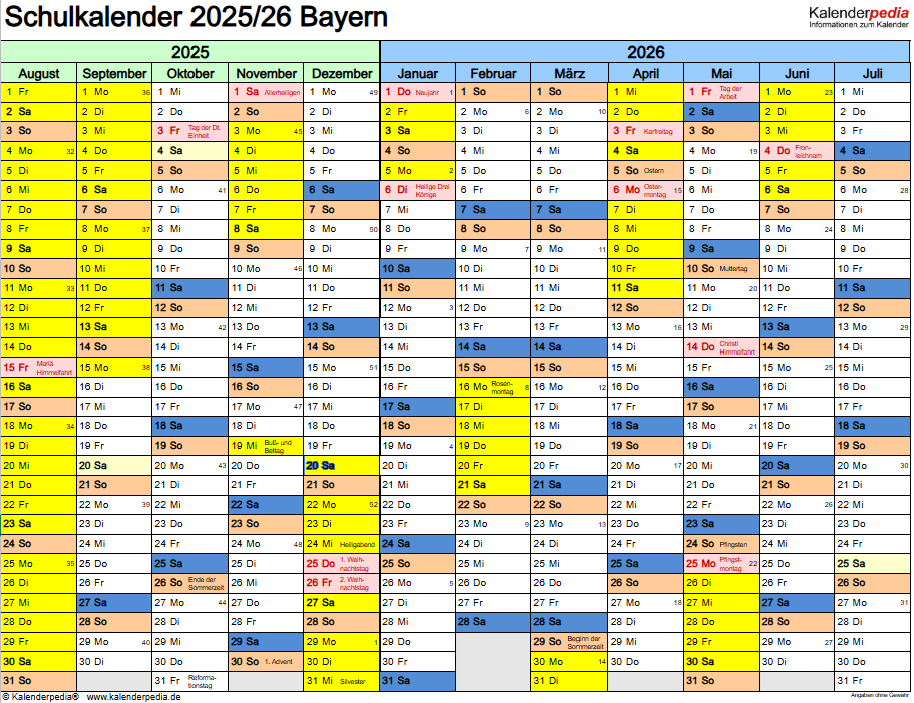 Schulkalender 2025/2026